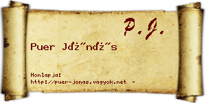 Puer Jónás névjegykártya